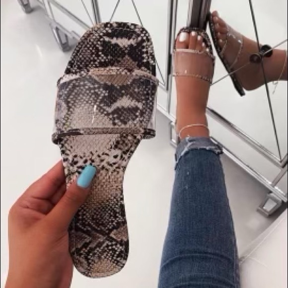 Shoes - Clear Snakeskin Sandals